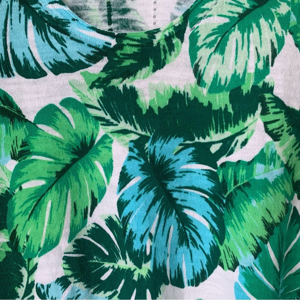 Talbots (Small) Green Leaf Pattern Lightweight Top - image 6